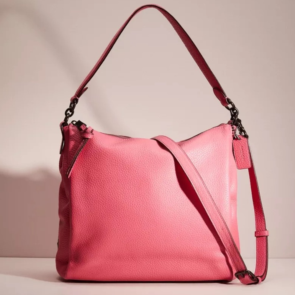 Coach Shay Soft Pebbled Leather Shoulder Bag, Confetti Pink w/ Crossbody Strap